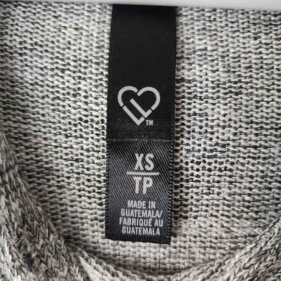 LIVE LOVE DREAM Grey White Hooded Knit Sweater Front Kangaroo Pocket Size XS - Picture 7 of 11